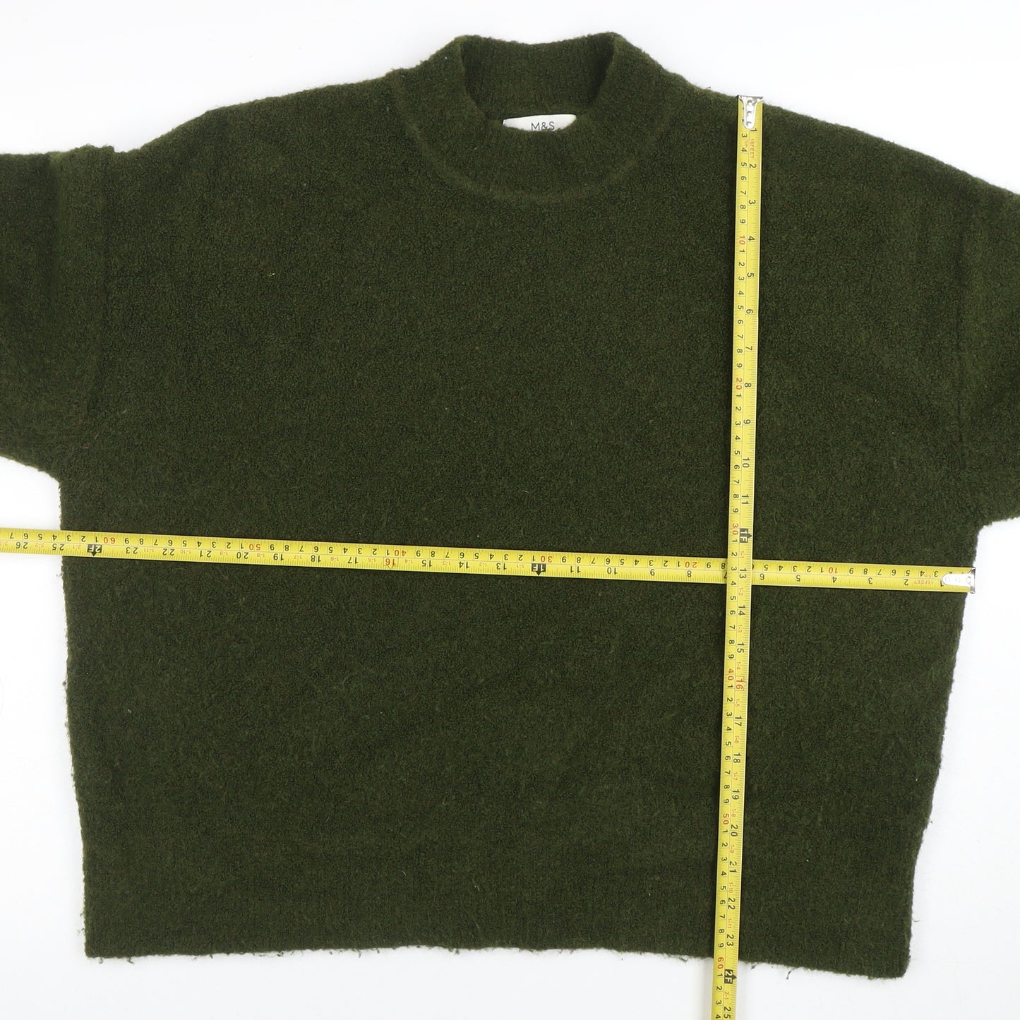 Marks and Spencer Women’s Green Mock Neck Wool Blend Jumper Size L