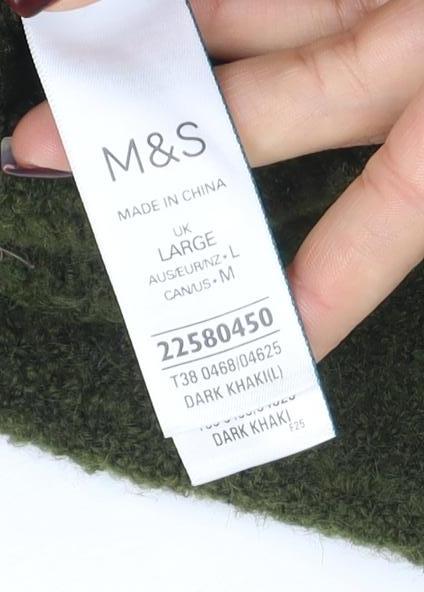 Marks and Spencer Women’s Green Mock Neck Wool Blend Jumper Size L