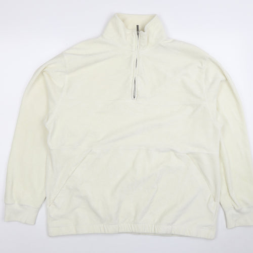 Topman Men’s Ivory Corduroy 1/2 Zip Sweatshirt XL Regular Fit