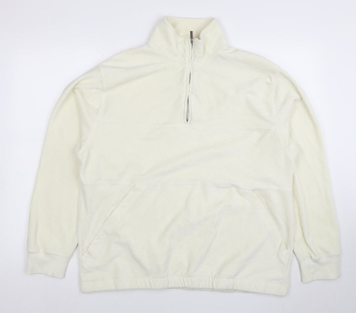 Topman Men’s Ivory Corduroy 1/2 Zip Sweatshirt XL Regular Fit