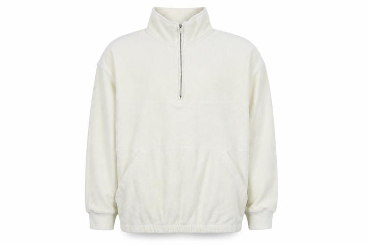 Topman Men’s Ivory Corduroy 1/2 Zip Sweatshirt XL Regular Fit