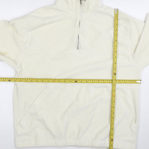 Topman Men’s Ivory Corduroy 1/2 Zip Sweatshirt XL Regular Fit