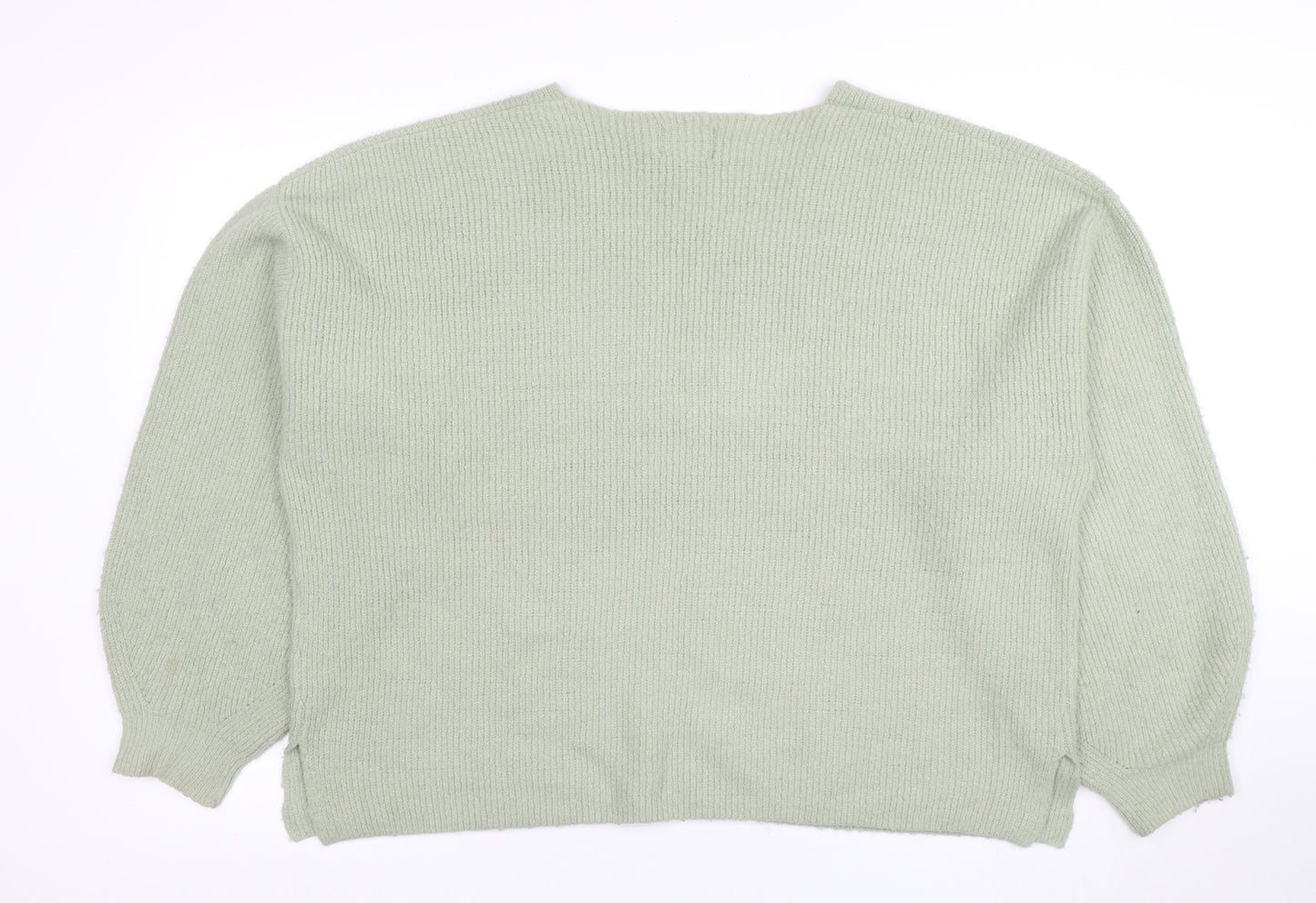Threadbare Women's Green V-Neck Relaxed Knit Jumper Size 16