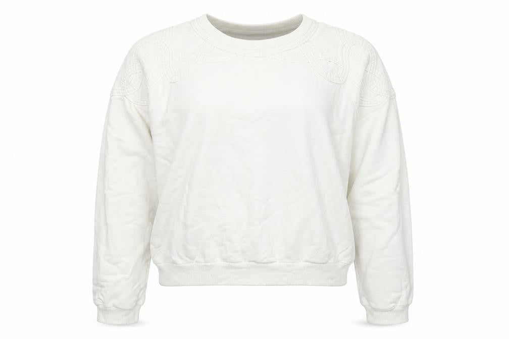Front view of Topshop Women Ivory Embroidered Pullover Sweatshirt UK 8 Cotton