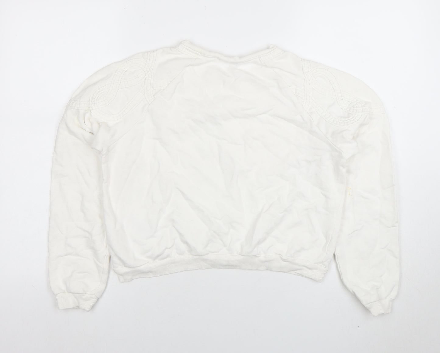 Topshop Women Ivory Embroidered Pullover Sweatshirt UK 8 Cotton