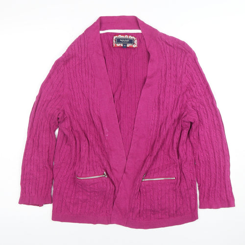 Maine New England Women's Pink Cable-Knit Cardigan Size 16 Cotton Blend