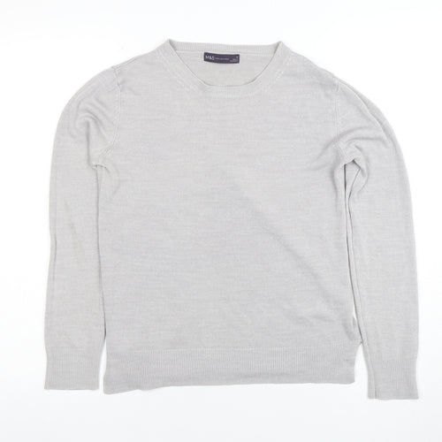 Marks and Spencer Women’s Grey Acrylic Crew Neck Jumper Size 8