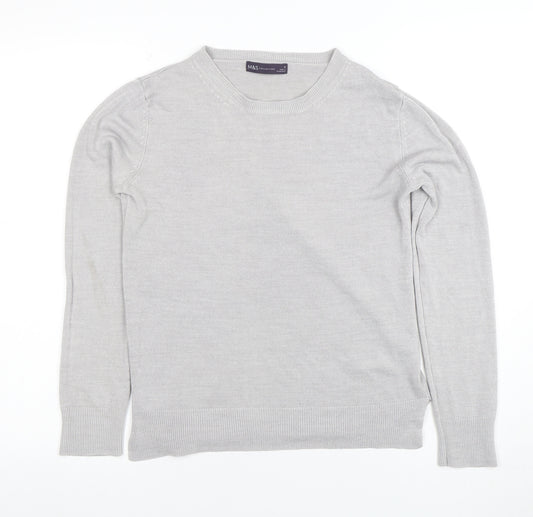 Marks and Spencer Women’s Grey Acrylic Crew Neck Jumper Size 8