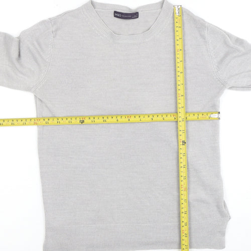 Marks and Spencer Women’s Grey Acrylic Crew Neck Jumper Size 8