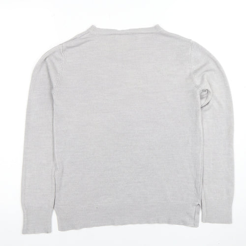 Marks and Spencer Women’s Grey Acrylic Crew Neck Jumper Size 8