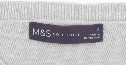 Marks and Spencer Women’s Grey Acrylic Crew Neck Jumper Size 8
