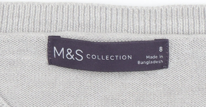 Marks and Spencer Women’s Grey Acrylic Crew Neck Jumper Size 8