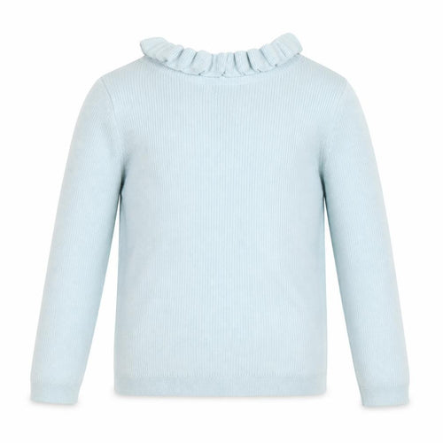 George Girls Blue Ruffle Neck Long Sleeve Ribbed Pullover Jumper 4-5 Years