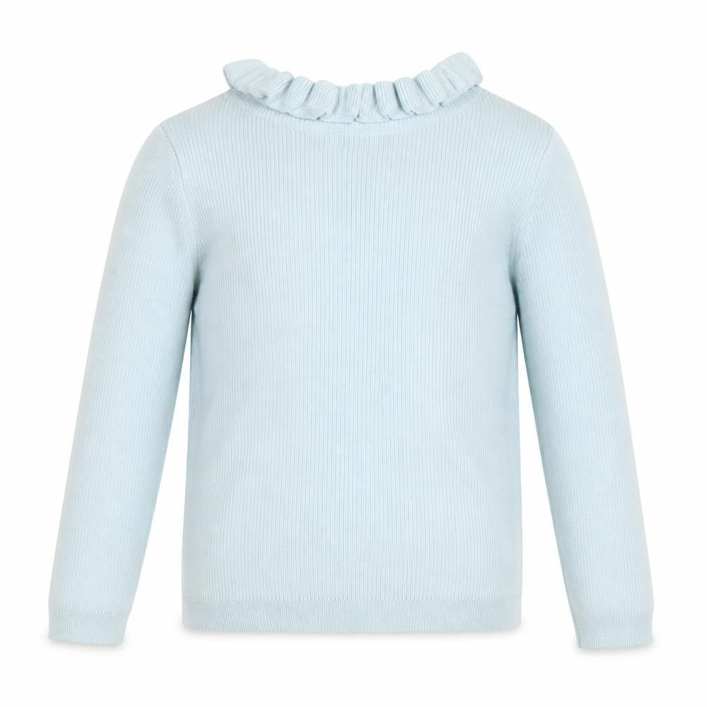 George Girls Blue Ruffle Neck Long Sleeve Ribbed Pullover Jumper 4-5 Years