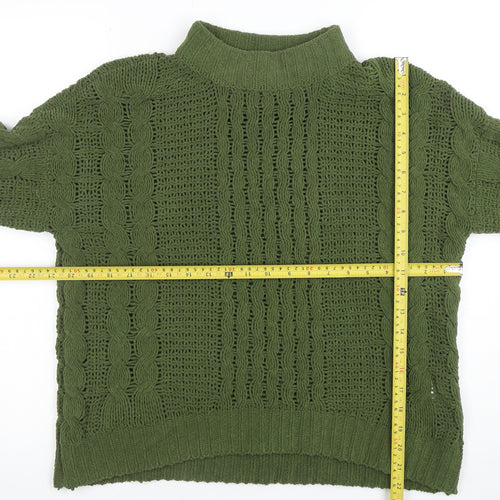 Natural Women’s Green Mock Neck Cable Knit Pullover Jumper Size S