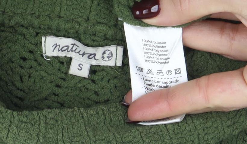 Natural Women’s Green Mock Neck Cable Knit Pullover Jumper Size S