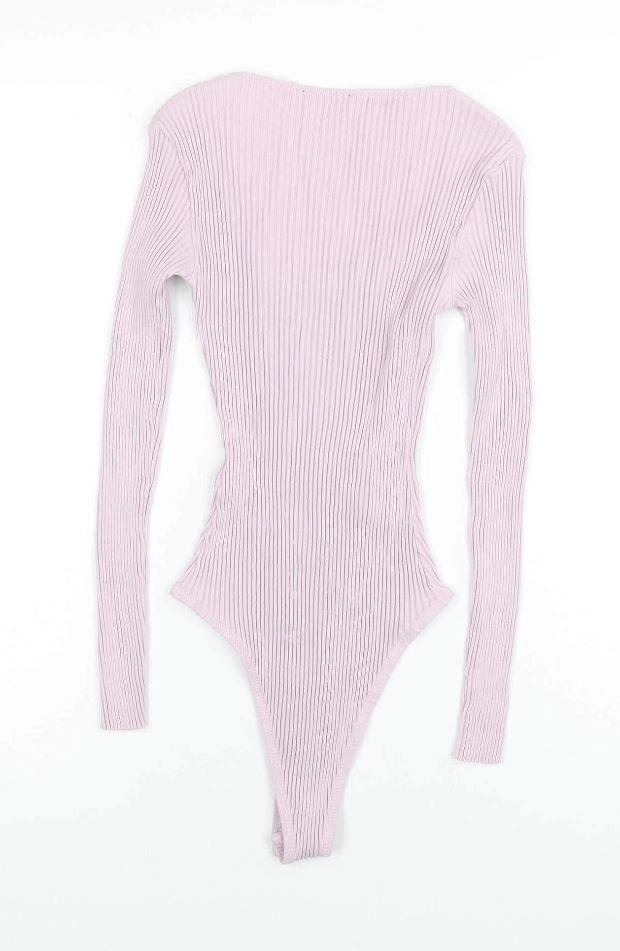 ZARA Women Pink Ribbed Long Sleeve Bodysuit Size Small