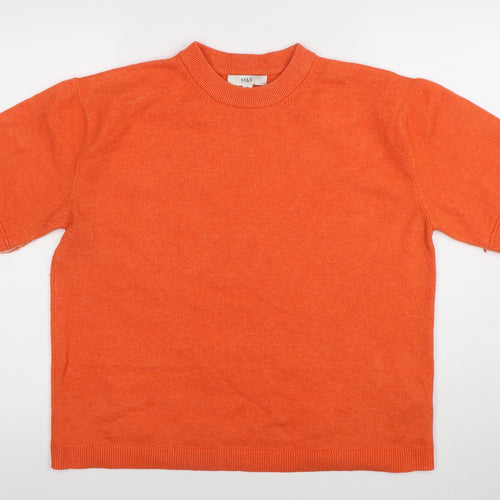 Marks and Spencer Womens Orange Basic Short Sleeve Knit T-Shirt M