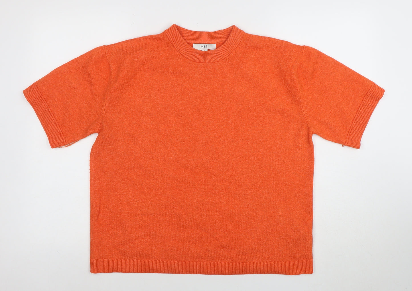 Marks and Spencer Womens Orange Basic Short Sleeve Knit T-Shirt M