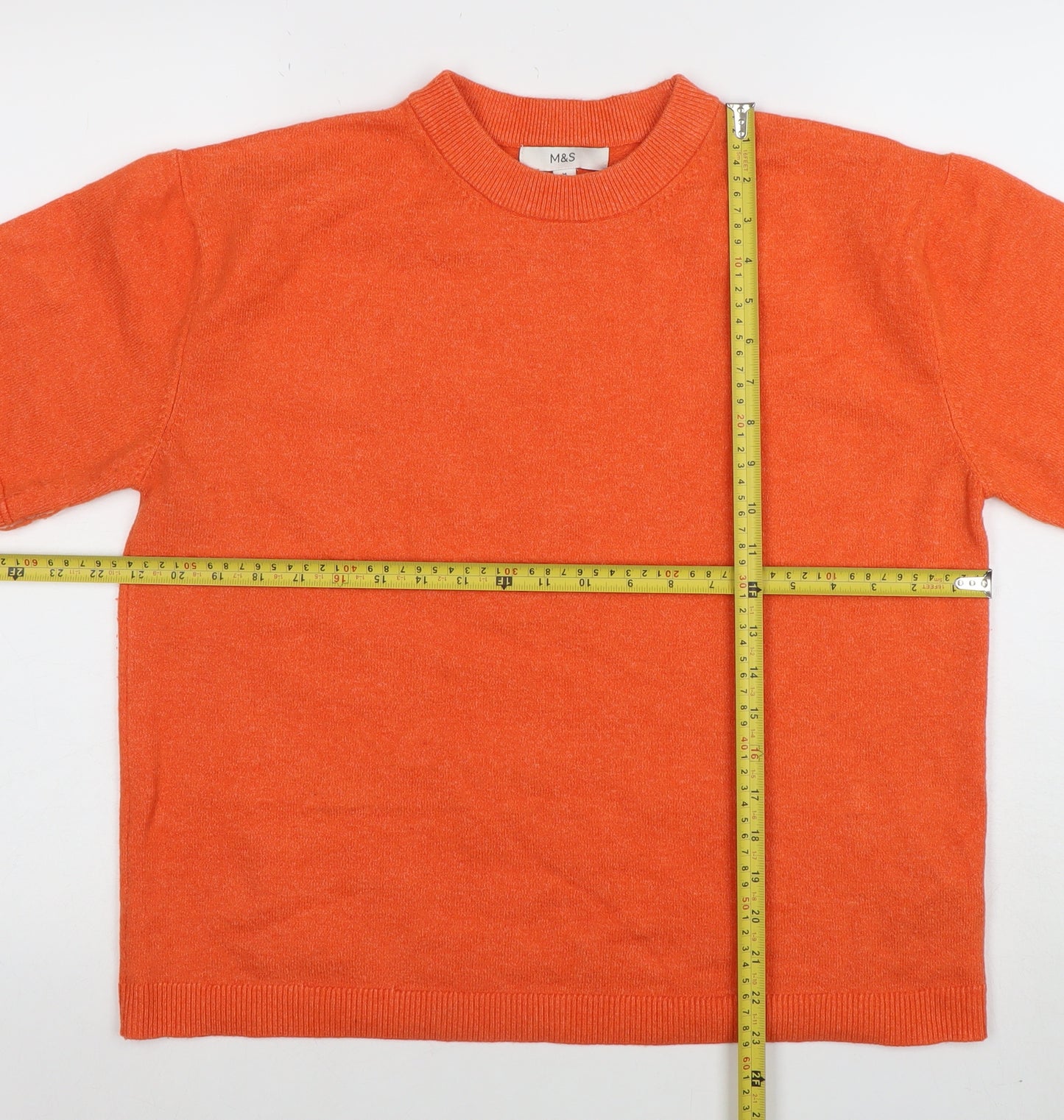 Marks and Spencer Womens Orange Basic Short Sleeve Knit T-Shirt M