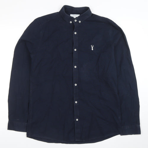 Next Men's Blue Slim Fit Button-Down Long Sleeve Shirt M
