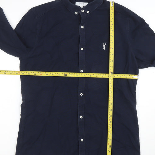 Next Men's Blue Slim Fit Button-Down Long Sleeve Shirt M
