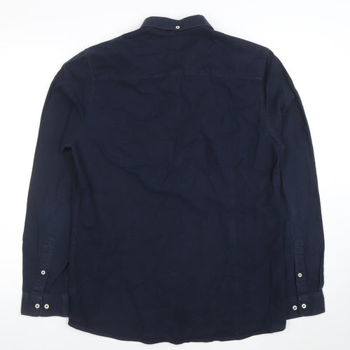 Next Men's Blue Slim Fit Button-Down Long Sleeve Shirt M