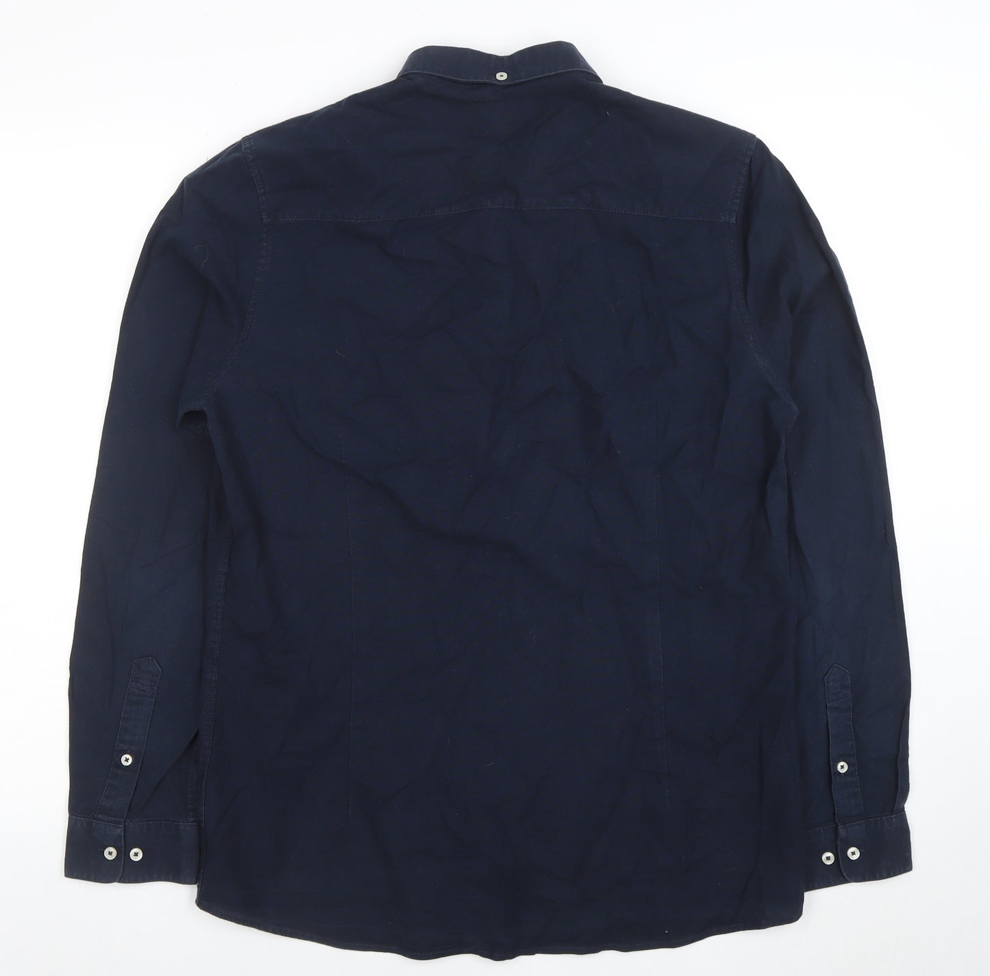 Next Men's Blue Slim Fit Button-Down Long Sleeve Shirt M