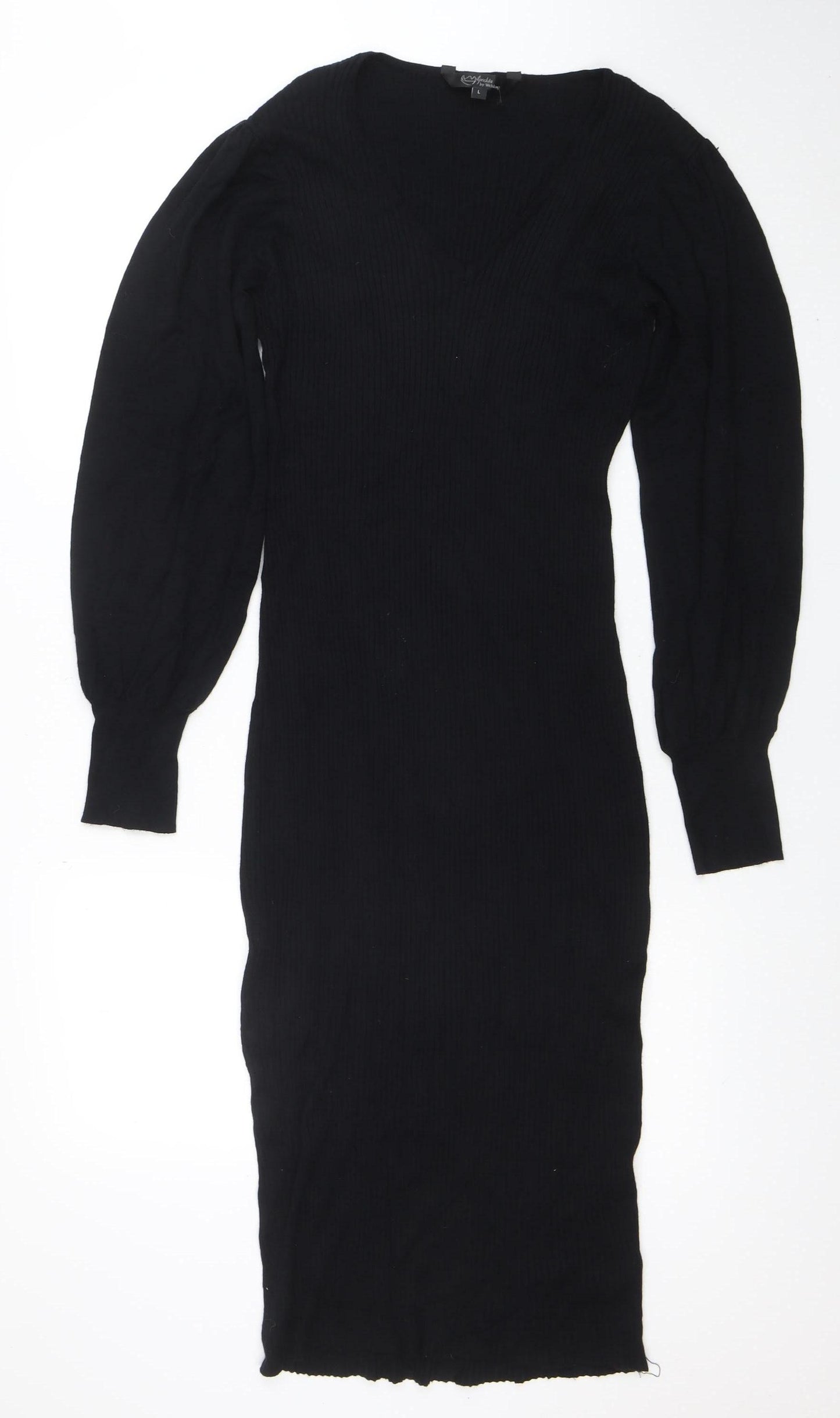 Yulaschka by Wehkamp Women’s Black Bodycon Midi Knit Dress L