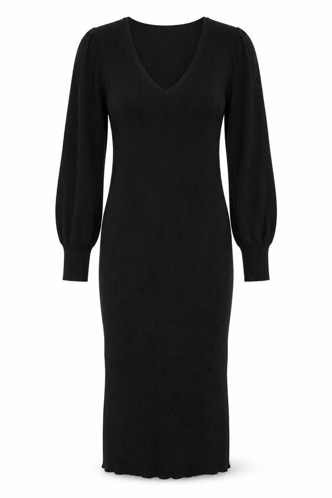 Yulaschka by Wehkamp Women’s Black Bodycon Midi Knit Dress L