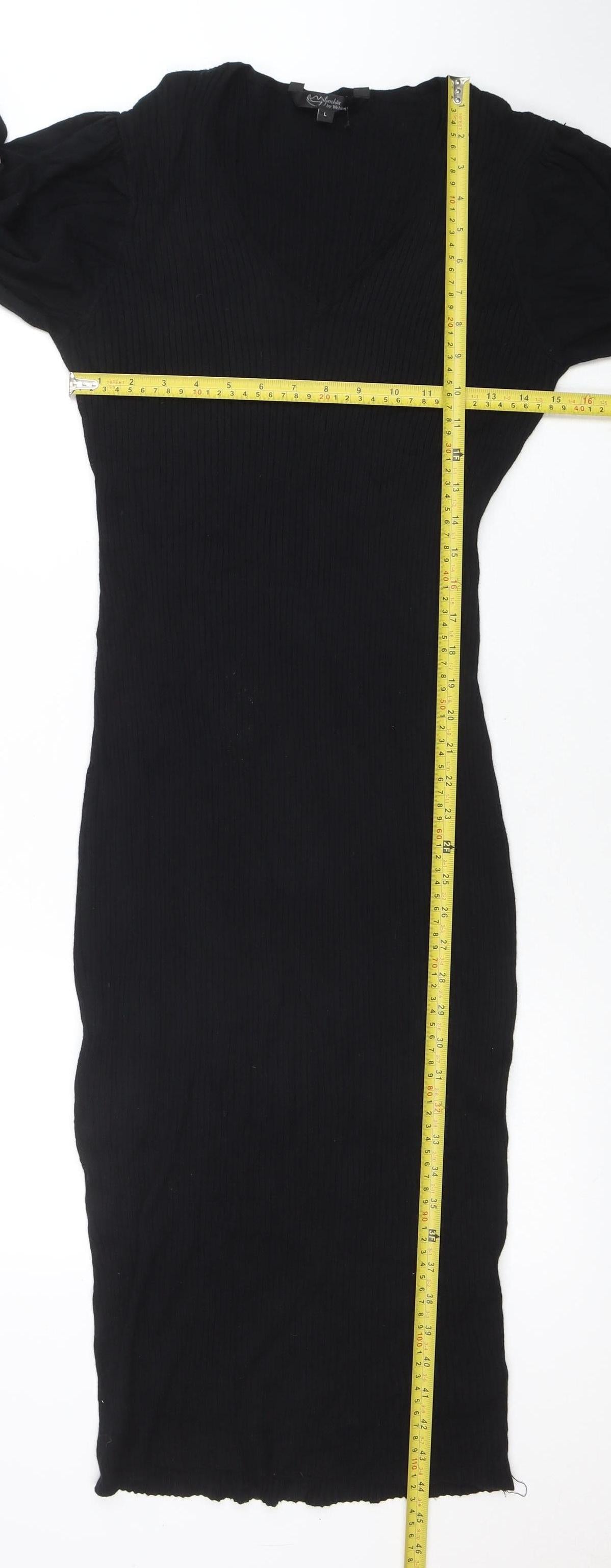 Yulaschka by Wehkamp Women’s Black Bodycon Midi Knit Dress L