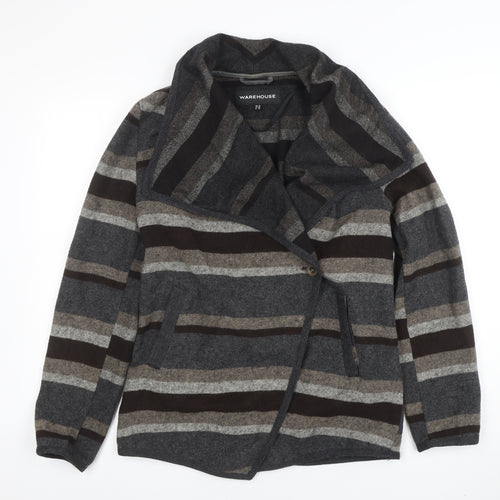 Warehouse Women’s Grey Striped Long Sleeve Cardigan UK 12