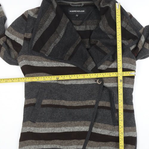 Warehouse Women’s Grey Striped Long Sleeve Cardigan UK 12