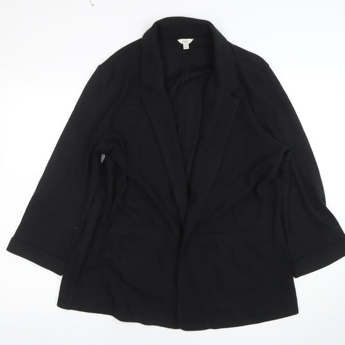 M&Co Women’s Black Collared Long Sleeve Knit Cardigan Size 18