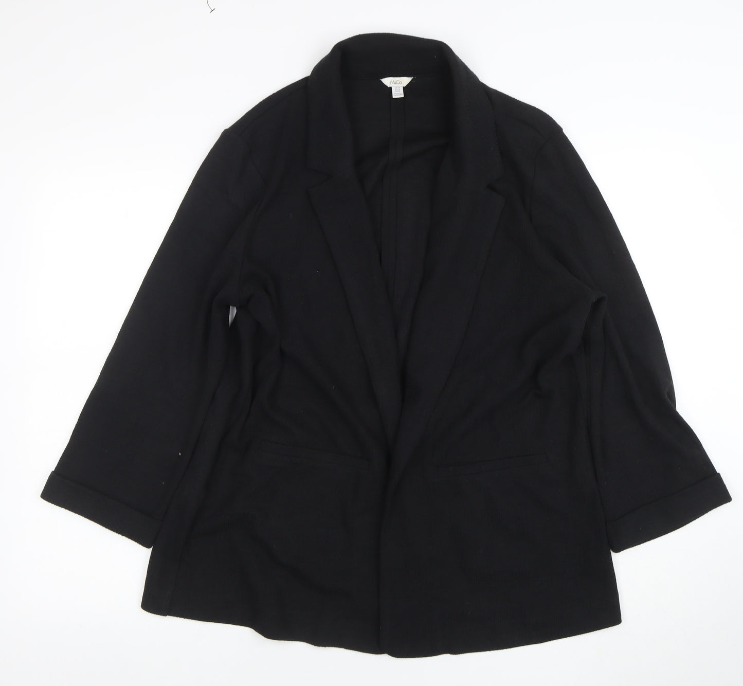 M&Co Women’s Black Collared Long Sleeve Knit Cardigan Size 18