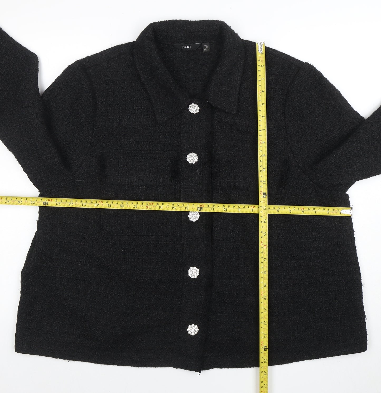 Next Women's Black Tweed Button Short Jacket Size 22