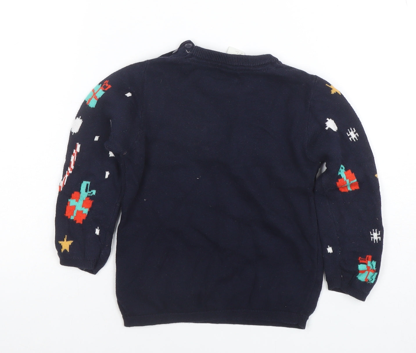Marks and Spencer Boys Navy Christmas Jumper Size 2-3 Years Santa Print