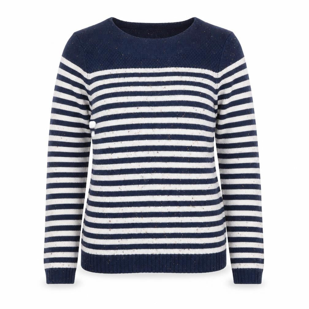 FatFace Womens Navy Stripe Cotton Acrylic Crew Neck Jumper Size 8