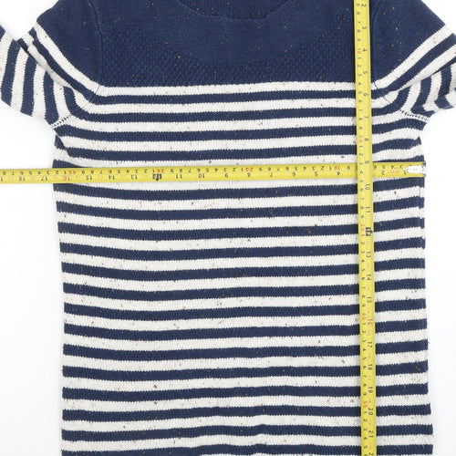 FatFace Womens Navy Stripe Cotton Acrylic Crew Neck Jumper Size 8