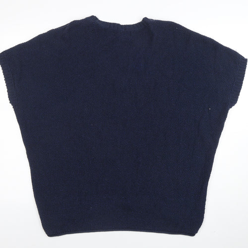 Next Women’s Blue Cable-Knit V-Neck Sleeveless Pullover Jumper Size S