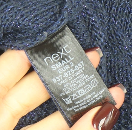 Next Women’s Blue Cable-Knit V-Neck Sleeveless Pullover Jumper Size S