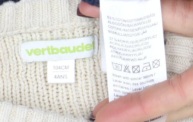 Vertbaudet Boys Blue Fair Isle Bear Knit Jumper 10 Years