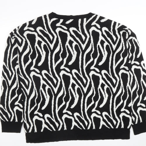In The Style Women’s Black Zebra Knit Jumper Size L Crew Neck