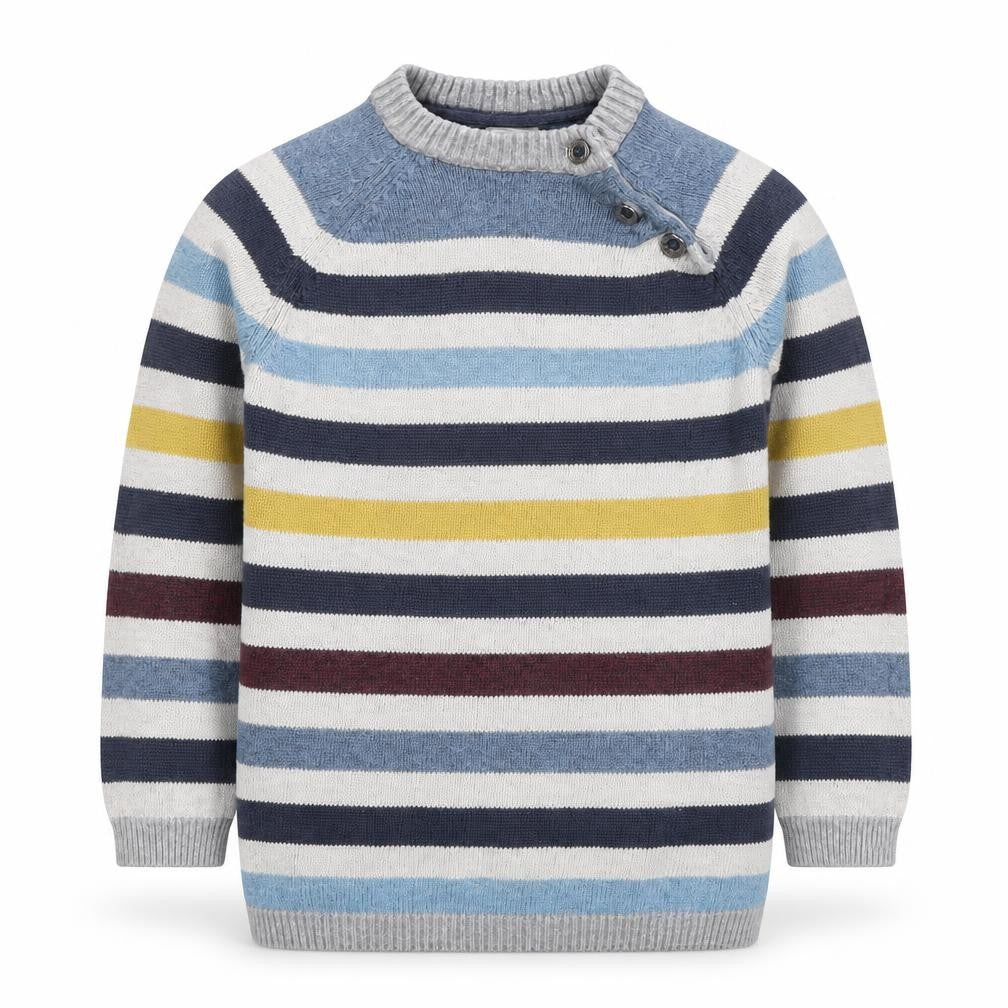 Front view of H&M unisex baby multicoloured striped knit jumper 12-18 months