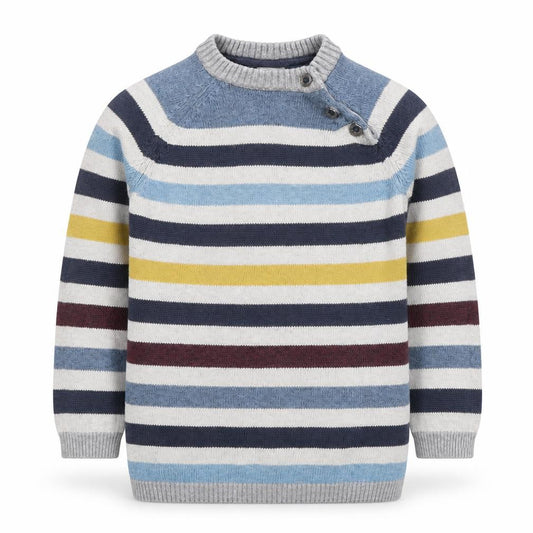 Front view of H&M unisex baby multicoloured striped knit jumper 12-18 months