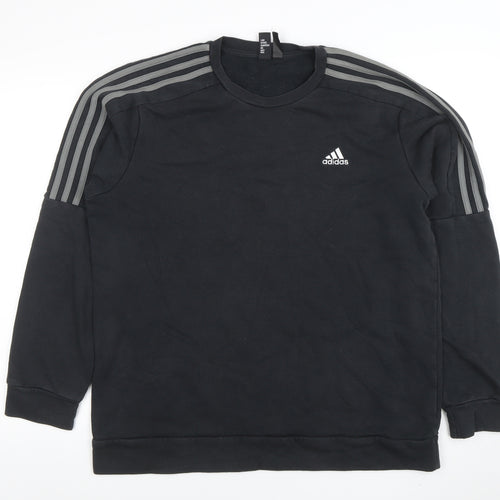 adidas Men's Black Long Sleeve Crew Neck Fleece Sweatshirt Size L