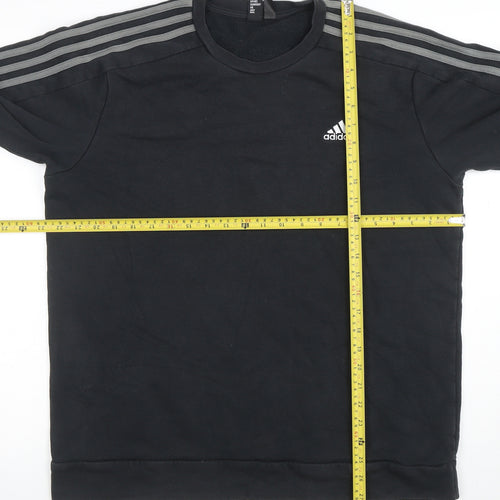 adidas Men's Black Long Sleeve Crew Neck Fleece Sweatshirt Size L
