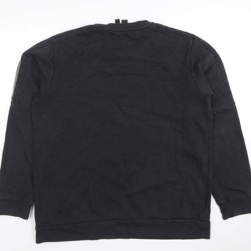 adidas Men's Black Long Sleeve Crew Neck Fleece Sweatshirt Size L