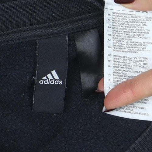 adidas Men's Black Long Sleeve Crew Neck Fleece Sweatshirt Size L