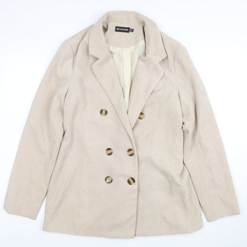 PrettyLittleThing Women Beige Corduroy Double-Breasted Blazer UK 10